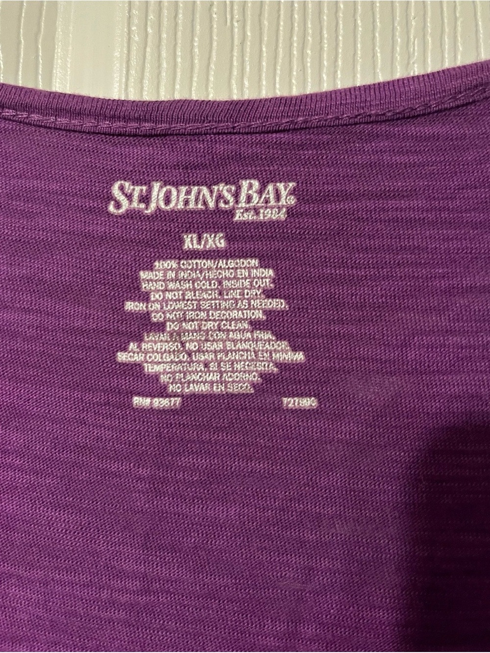 St. John's Bay Purple Short-Sleeve V-Neck Tee with Beaded Accents - Picture 4 of 5